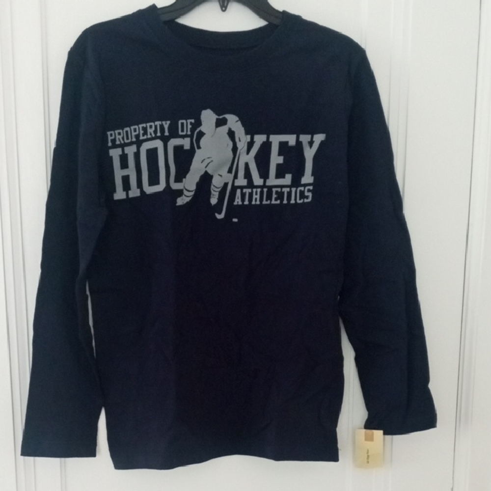 NWT boys 12 long sleeve graphic tee, navy blue - Picture 1 of 1